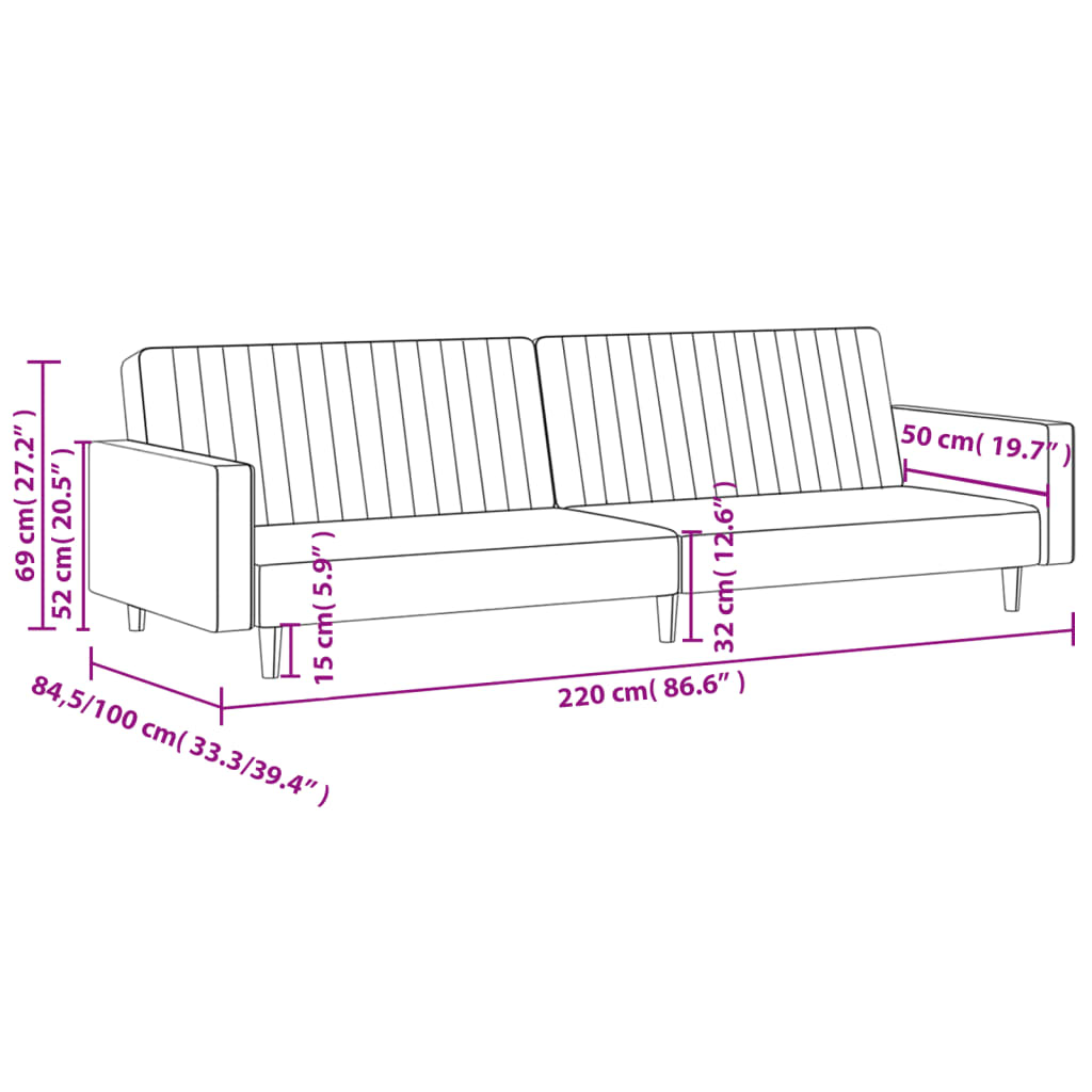 2-Seater Sofa Bed Dark Green Velvet