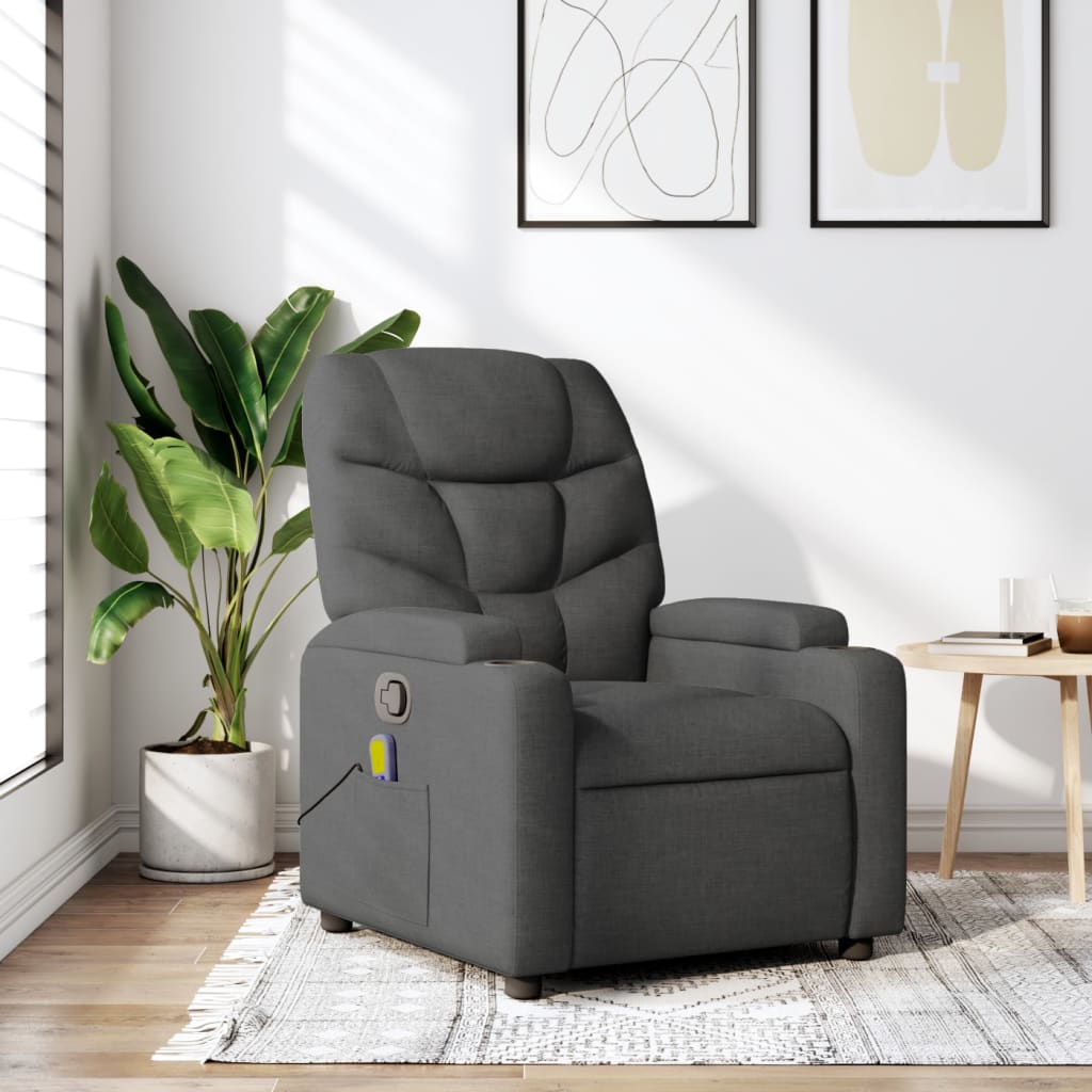 Massage Recliner Chair Cream Fabric