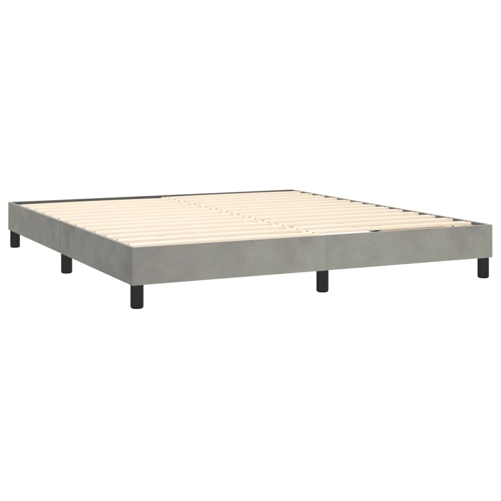 Box Spring Bed with Mattress Light Gray 72"x83.9" California King Velvet