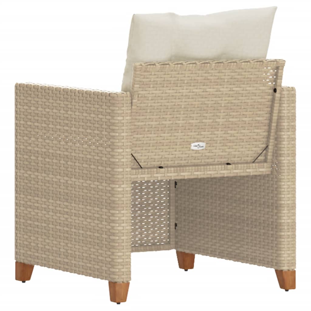 Patio Chair with Cushions Beige Poly Rattan