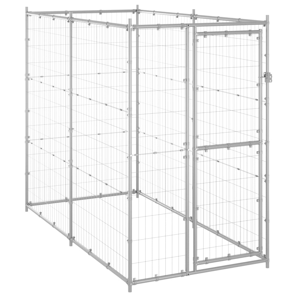 Outdoor Dog Kennel Galvanized Steel 43.3"x86.6"x70.9"