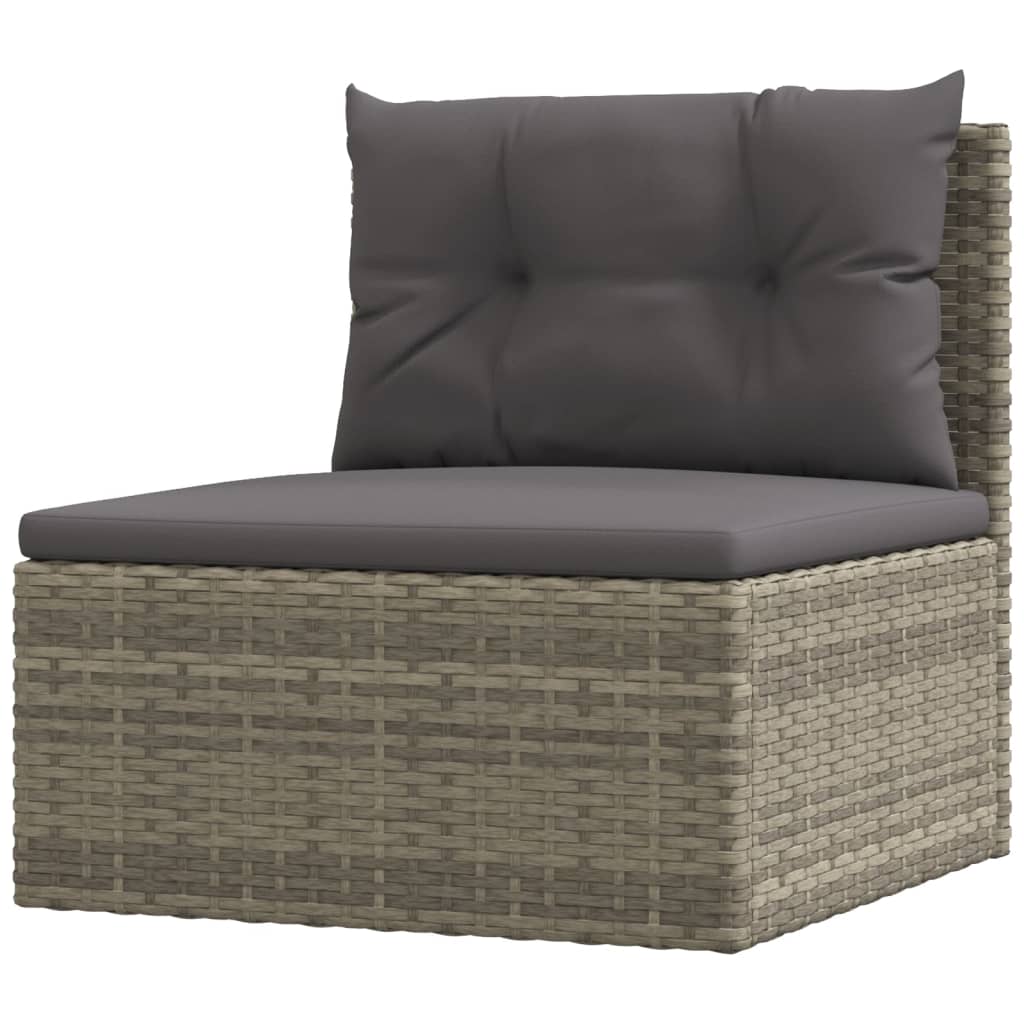 5 Piece Patio Lounge Set with Cushions Gray Poly Rattan