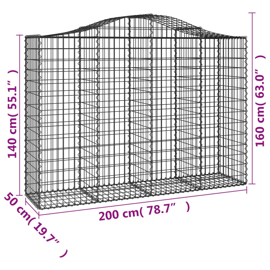 Arched Gabion Baskets 40 pcs 78.7"x19.7"x55.1"/63" Galvanized Iron