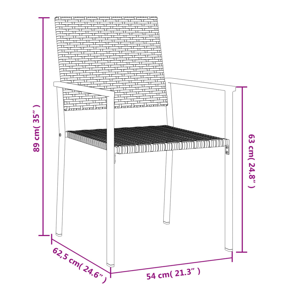 7 Piece Patio Dining Set Poly Rattan and Steel