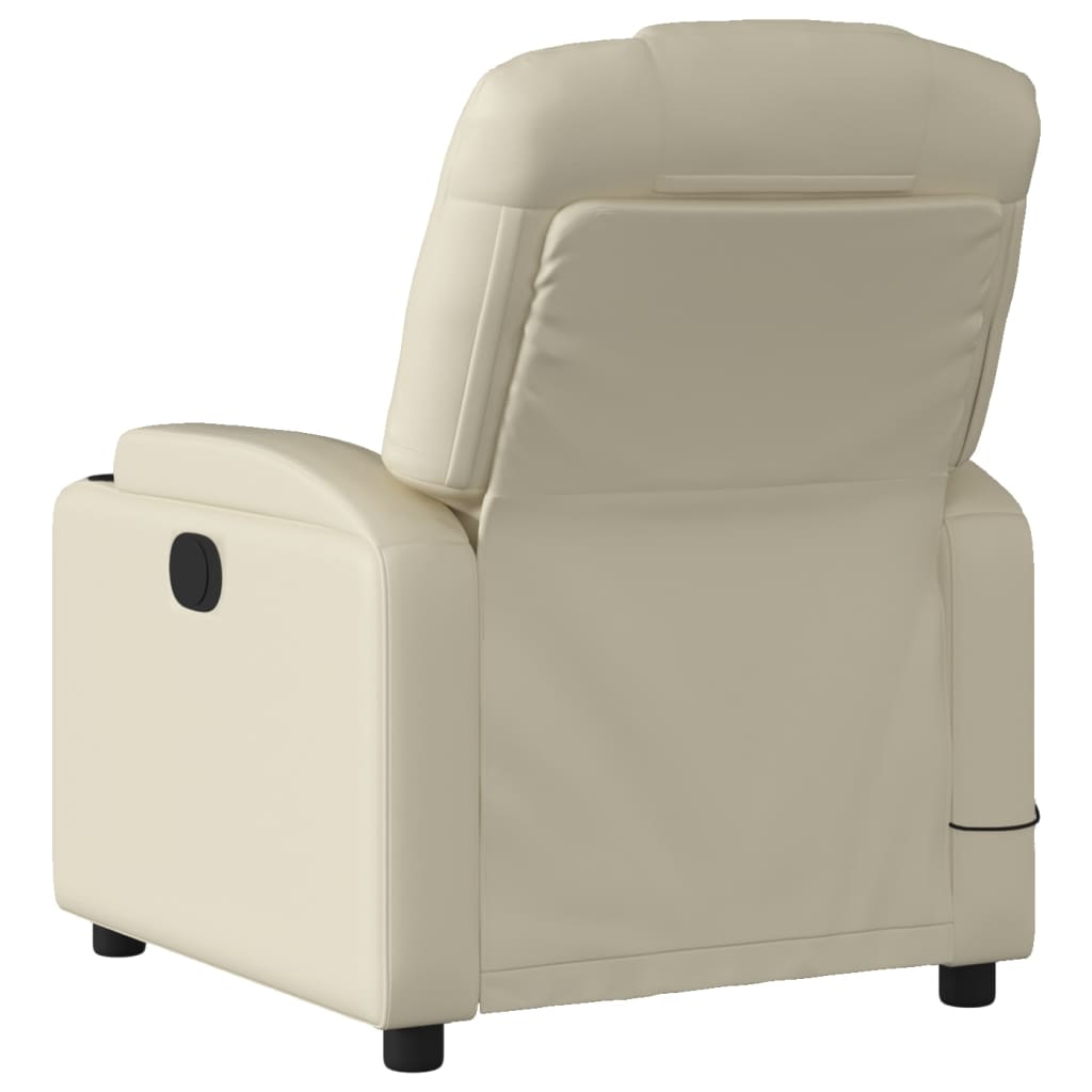 Massage Recliner Chair Cream Faux Leather