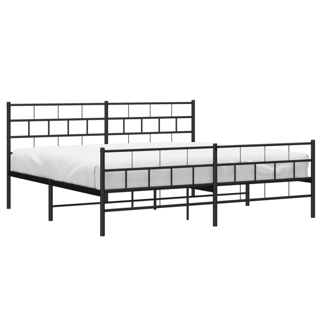 Metal Bed Frame without Mattress with Footboard Black 72"x83.9"