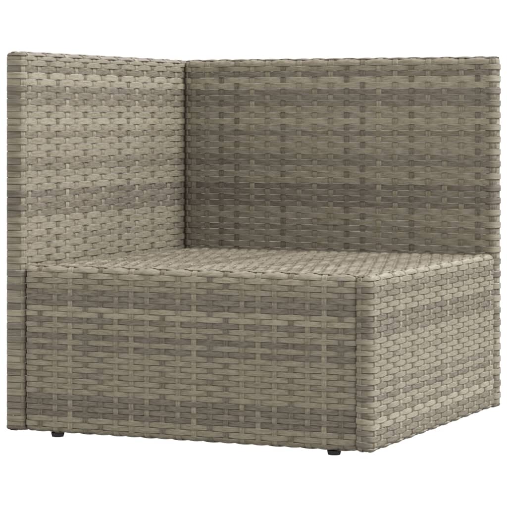 5 Piece Patio Lounge Set with Cushions Gray Poly Rattan