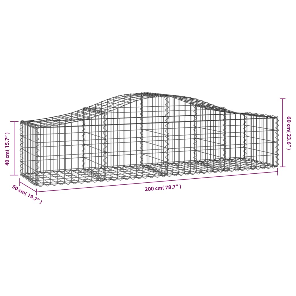 Arched Gabion Baskets 18 pcs 78.7"x19.7"x15.7"/23.6" Galvanized Iron