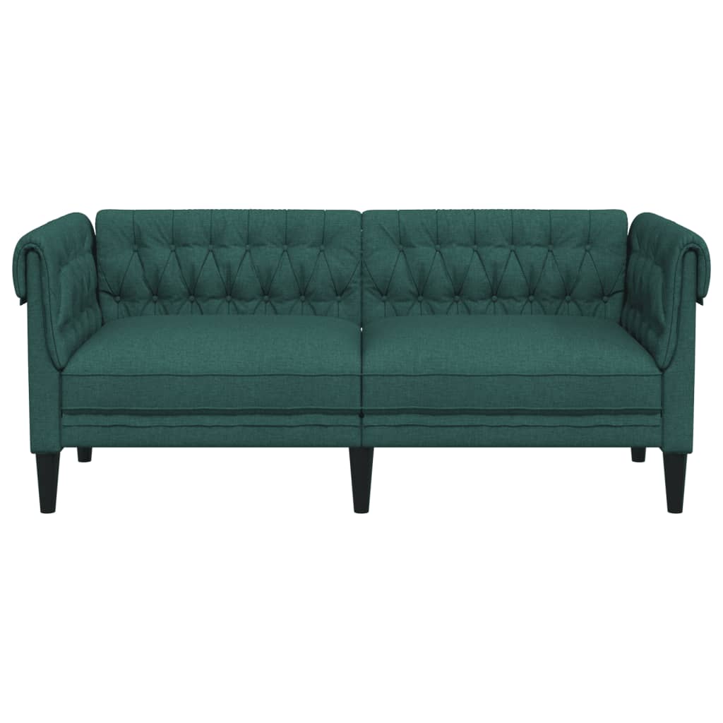 Chesterfield Sofa 2-Seater Dark Green Fabric