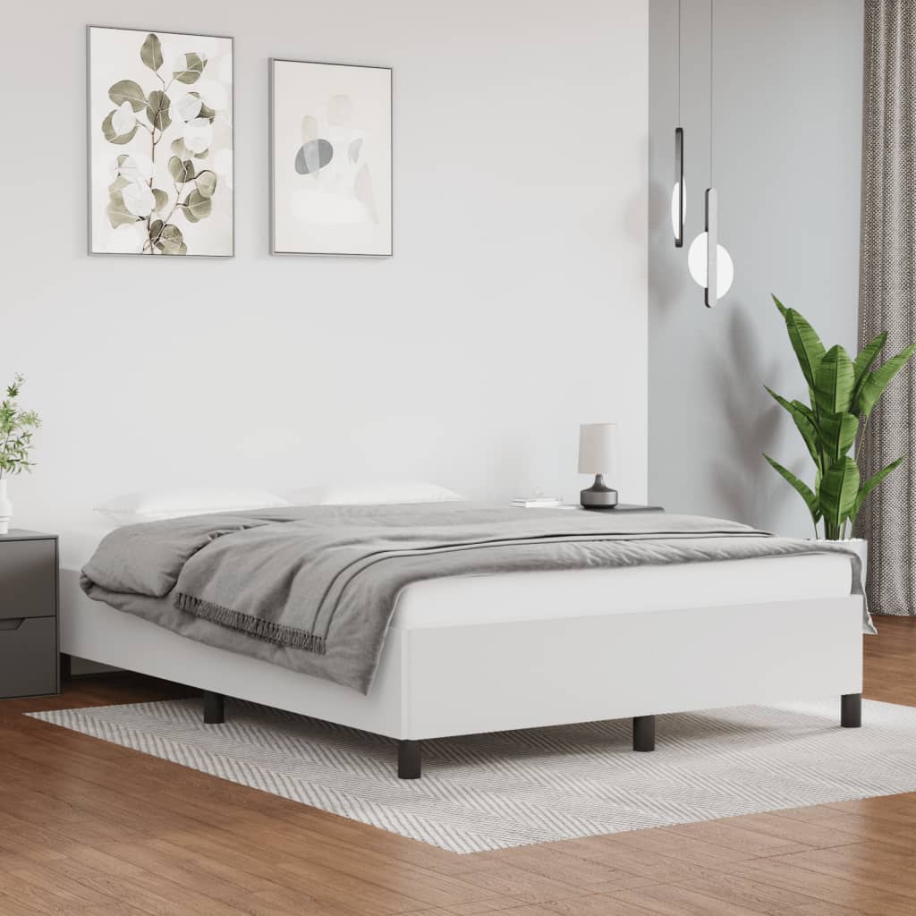 Bed Frame without Mattress White 53.9"x74.8" Full Faux Leather