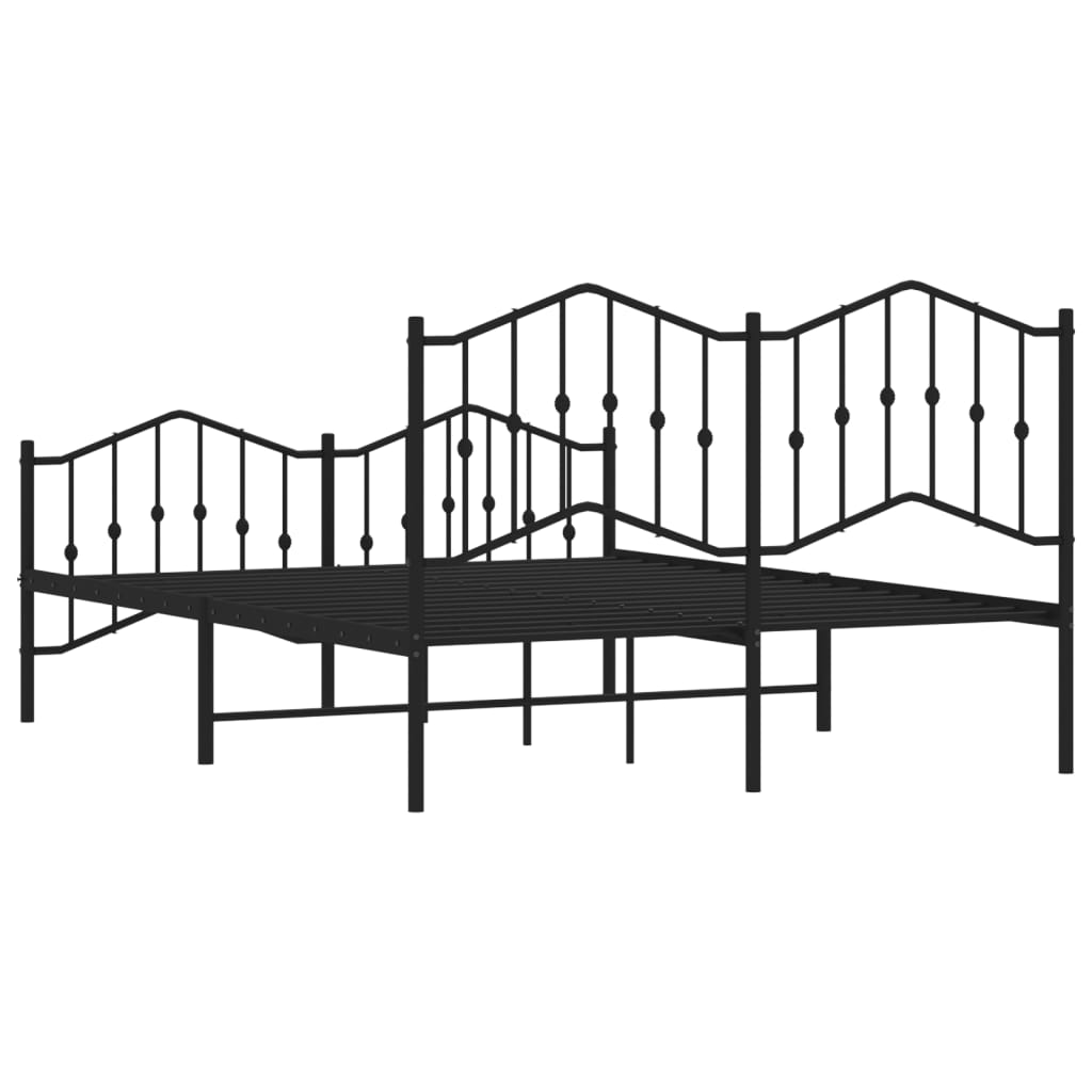 Metal Bed Frame without Mattress with Footboard Black 53.1"x74.8"