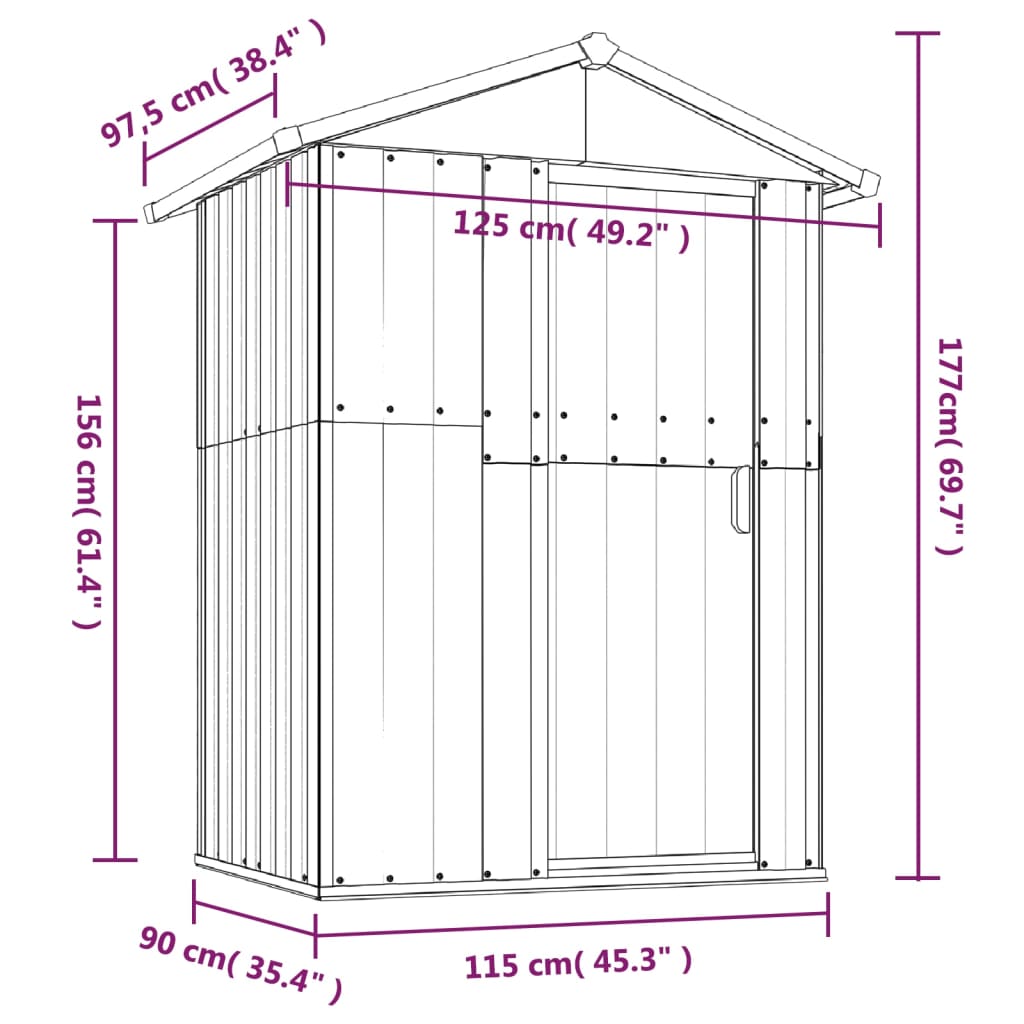 Garden Shed Green 49.6"x38.4"x69.7" Galvanized Steel