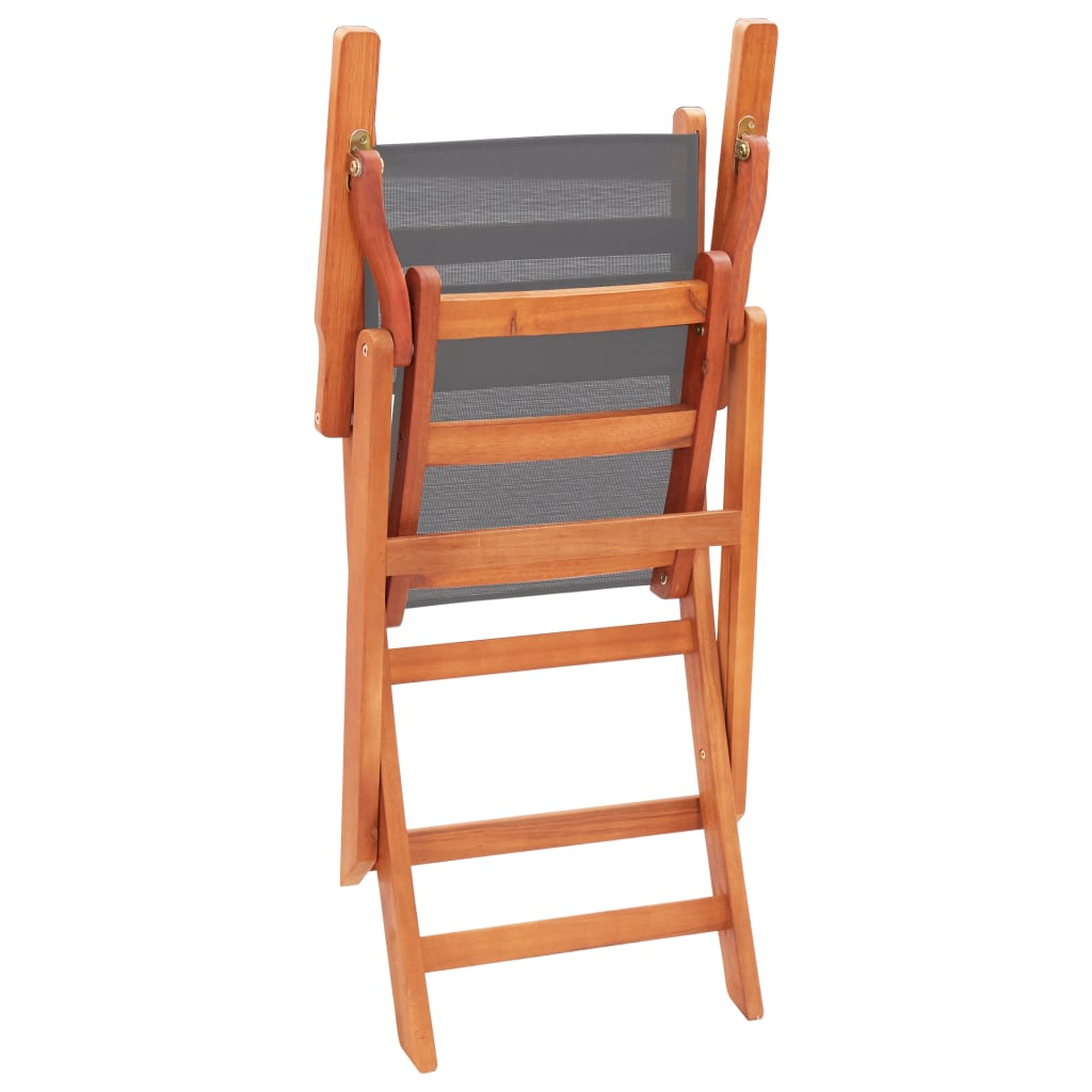 Folding Patio Chairs 4 pcs Solid Eucalyptus Wood&Textilene