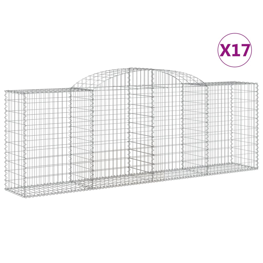 Arched Gabion Baskets 17 pcs 118.1"x19.7"x39.4"/47.2" Galvanized Iron