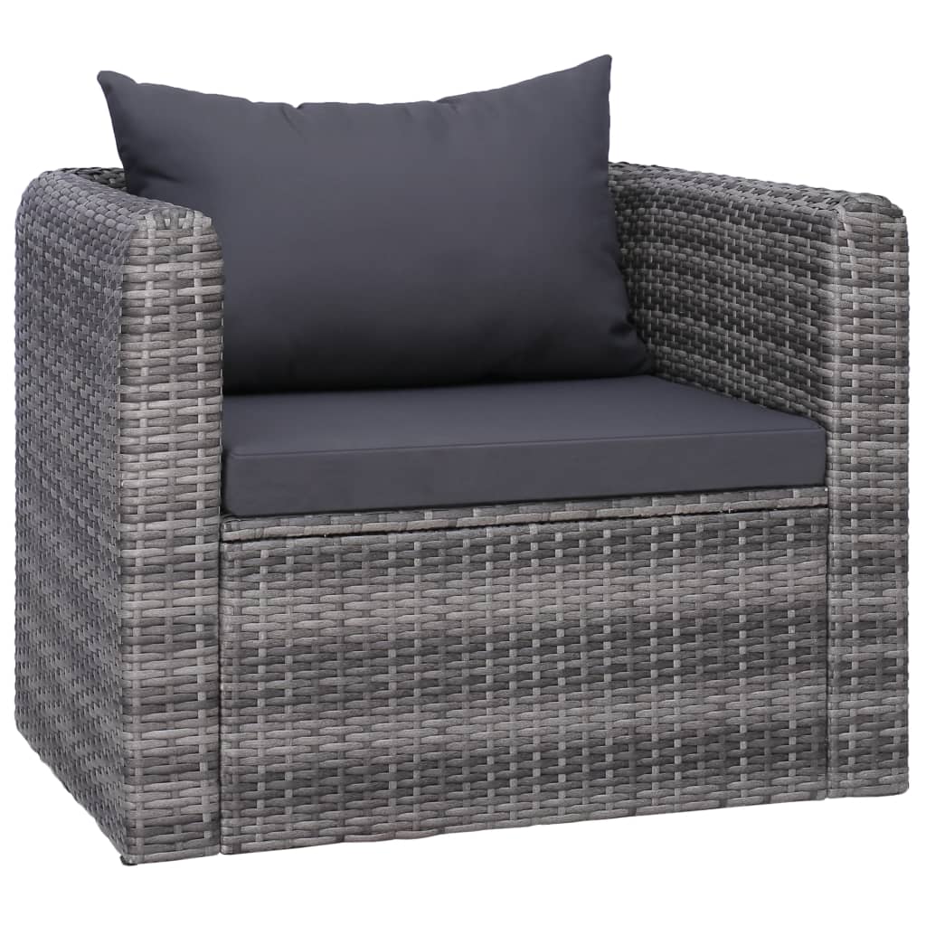 6 Piece Patio Sofa Set with Cushions & Pillows Poly Rattan Gray