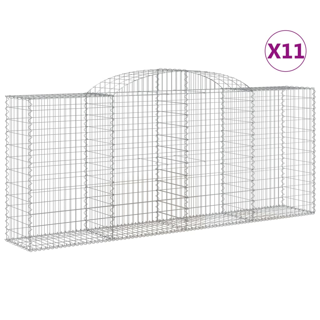 Arched Gabion Baskets 11 pcs 118.1"x19.7"x47.2"/55.1" Galvanized Iron