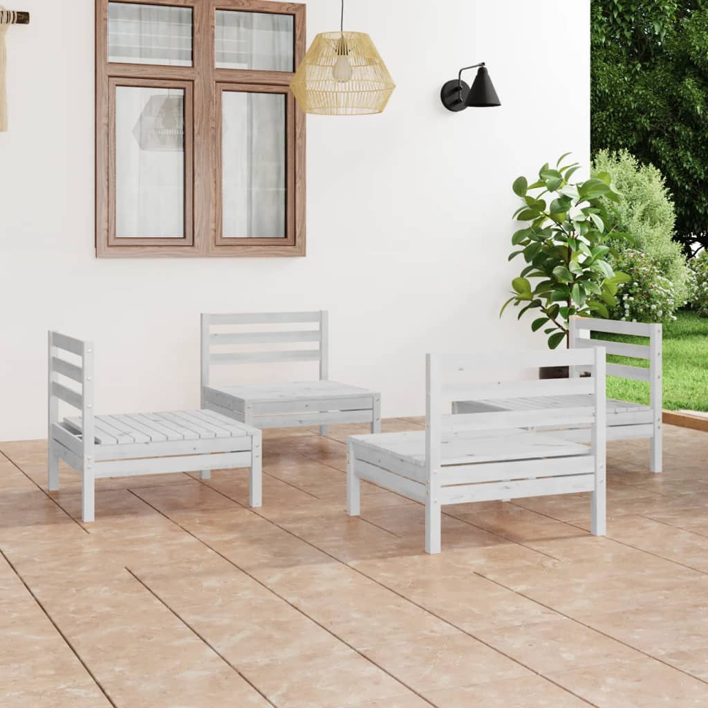 4 Piece Patio Lounge Set Black Solid Pinewood