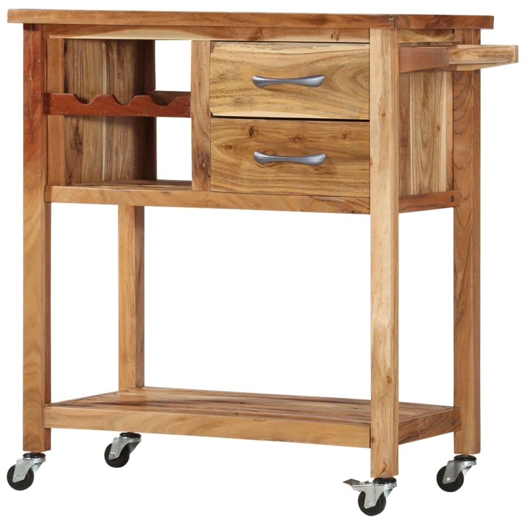 Kitchen Trolley 31.5"x17.7"x35.8" Solid Wood Acacia