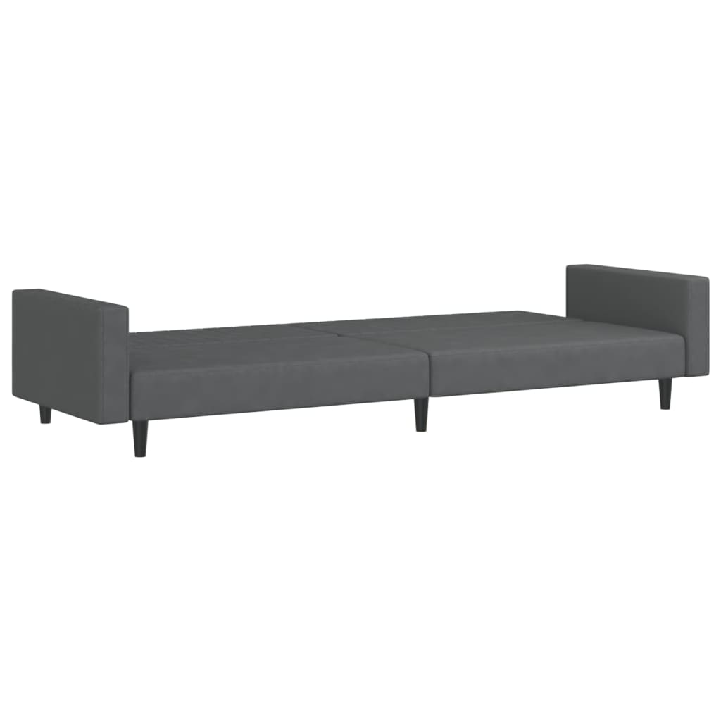 2-Seater Sofa Bed Dark Gray Velvet