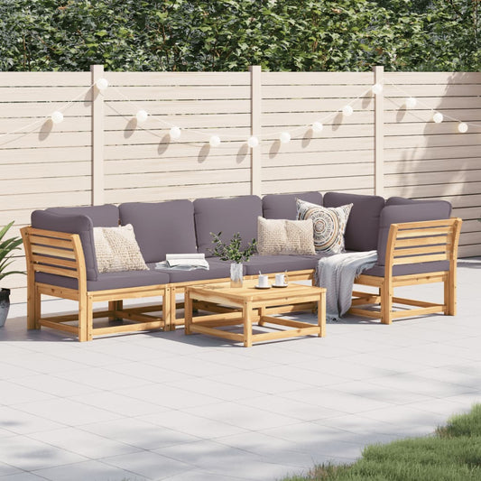 6 Piece Patio Lounge Set with Cushions Solid Wood Acacia