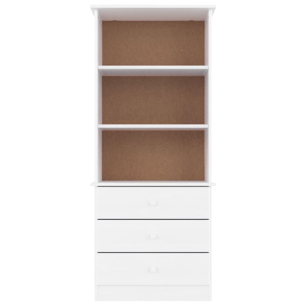 Bookcase with Drawers ALTA White 23.6"x13.8"x55.9" Solid Wood Pine