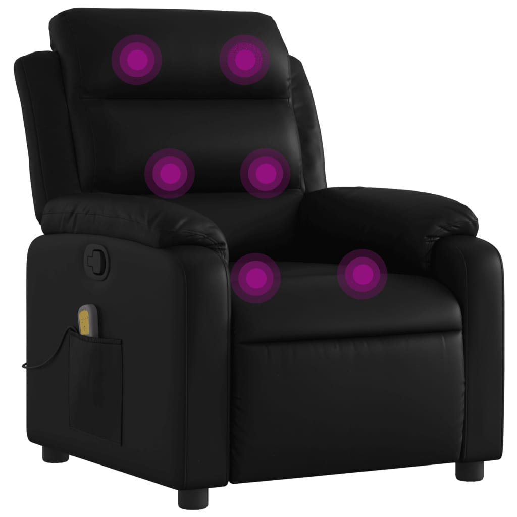 Massage Recliner Chair Black Faux Leather