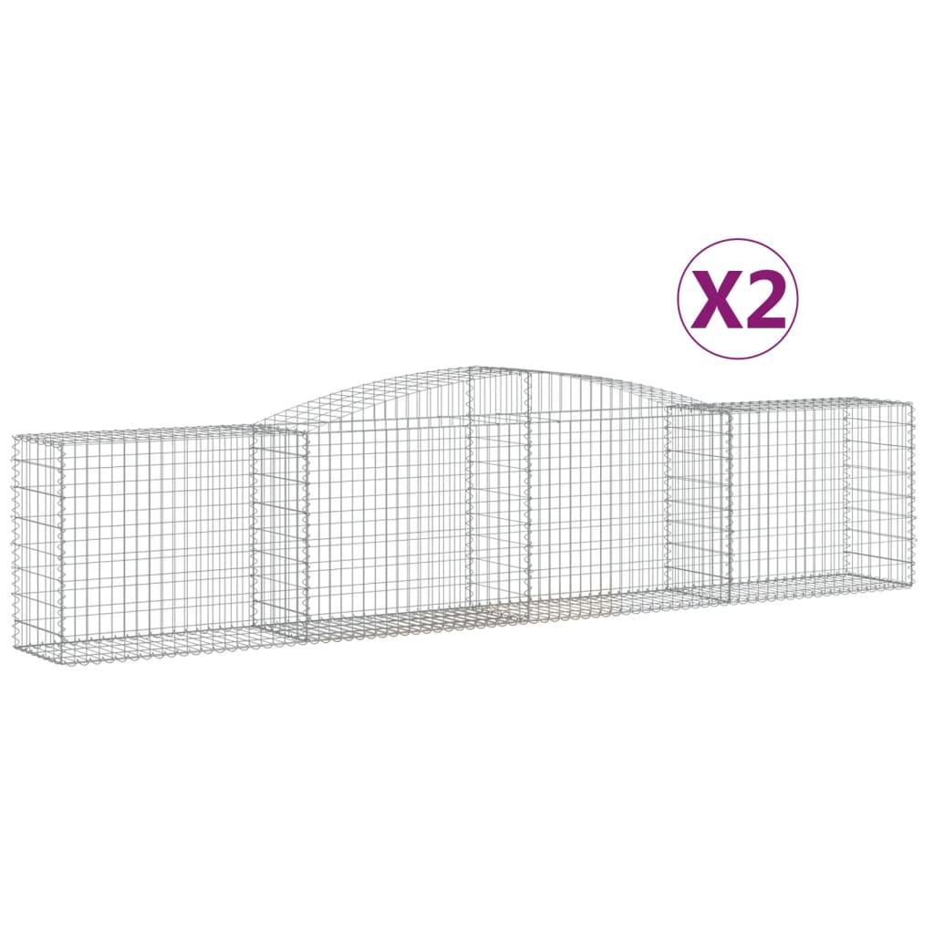 Arched Gabion Baskets 2 pcs 157.5"x19.7"x31.5"/39.4" Galvanized Iron