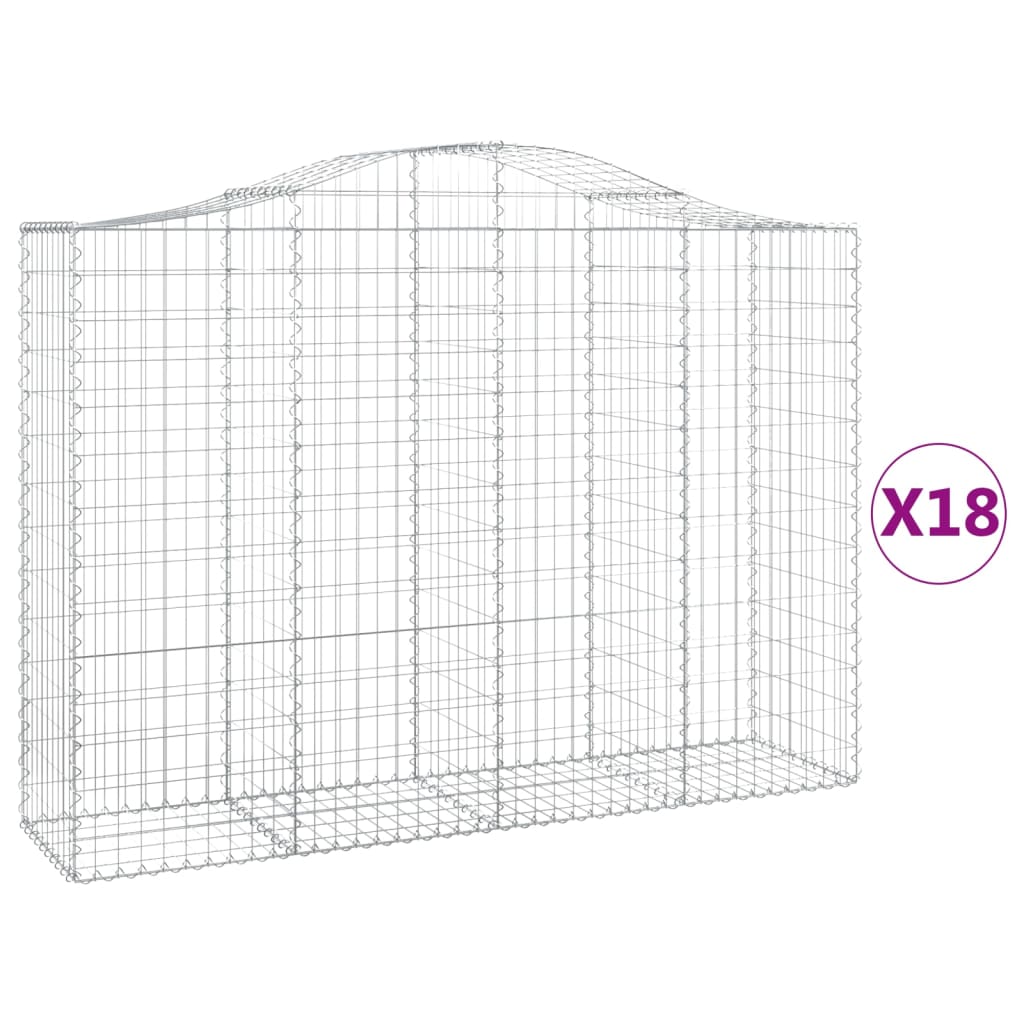 Arched Gabion Baskets 18 pcs 78.7"x19.7"x55.1"/63" Galvanized Iron