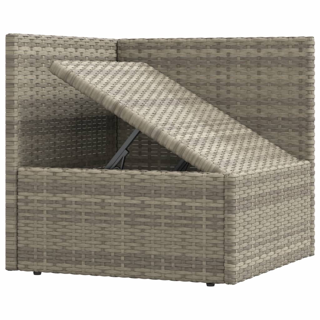 3 Piece Patio Lounge Set with Cushions Gray Poly Rattan