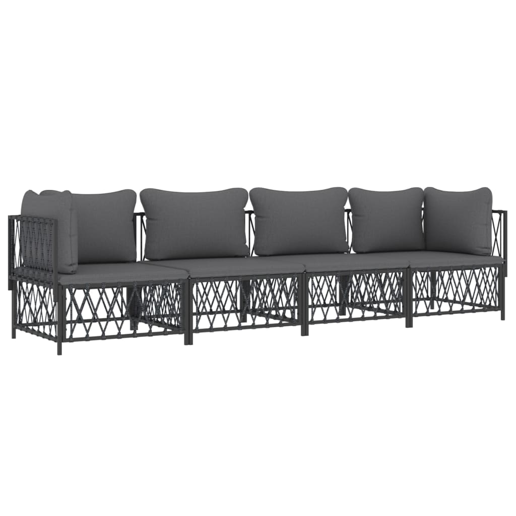 4 Piece Patio Lounge Set with Cushions Anthracite Steel