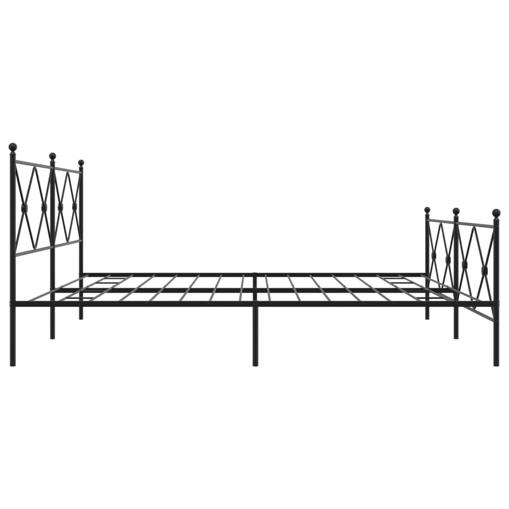 Metal Bed Frame without Mattress with Footboard Black 76"x79.9"