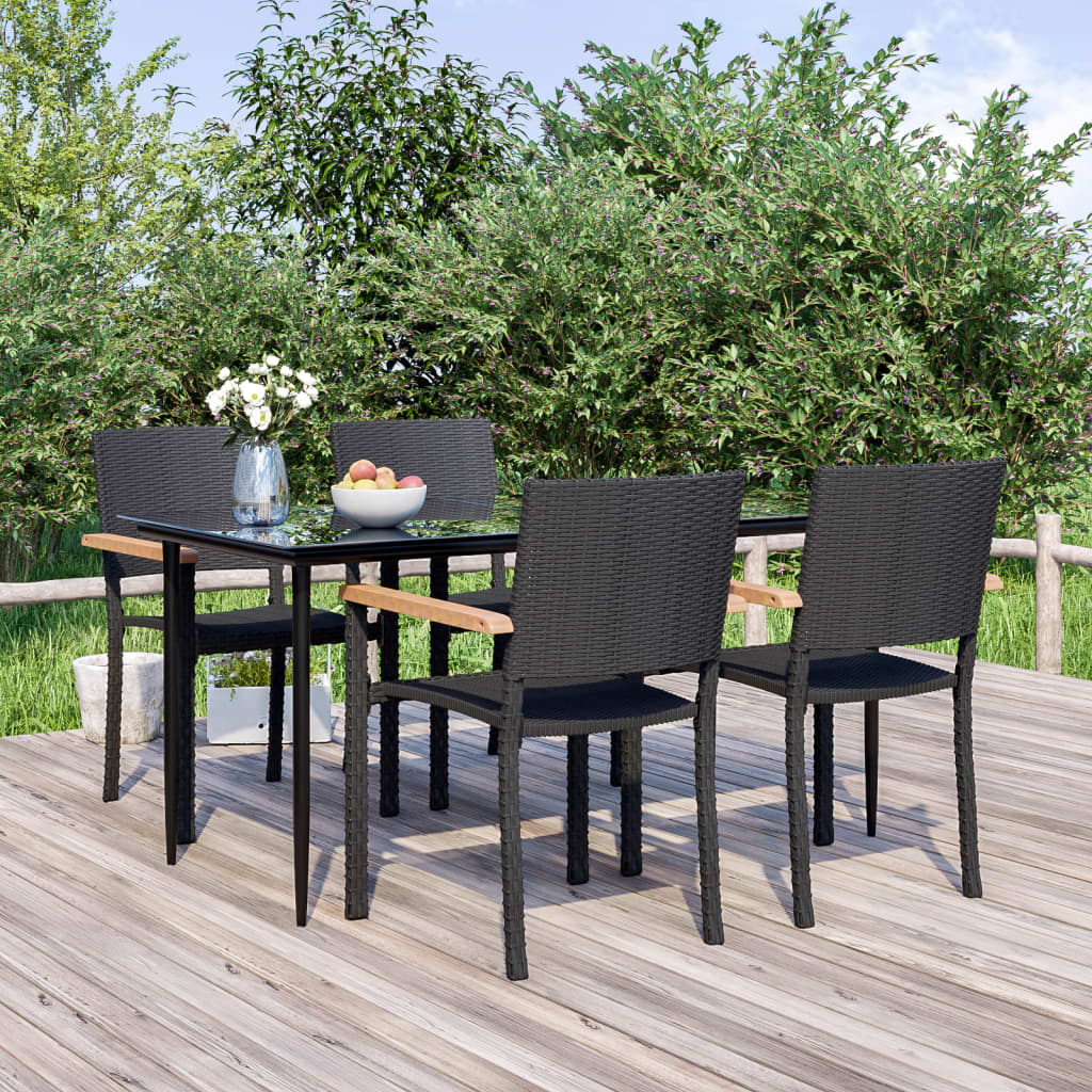 5 Piece Patio Dining Set Black