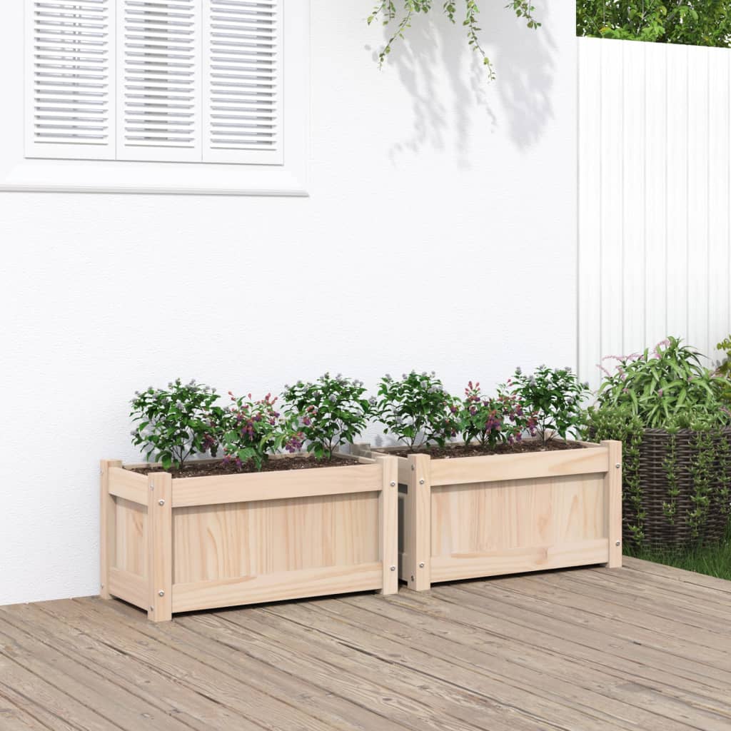 Garden Planters 2 pcs Wax Brown Solid Wood Pine