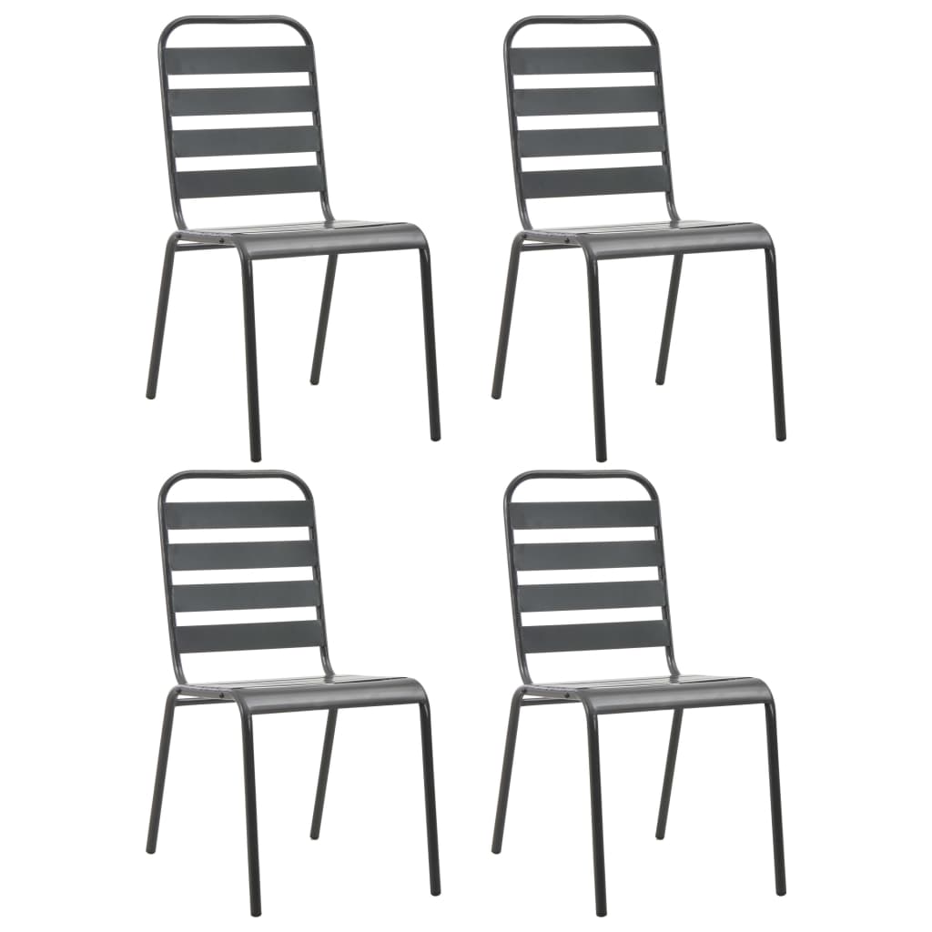 Stackable Patio Chairs 2 pcs Steel Gray