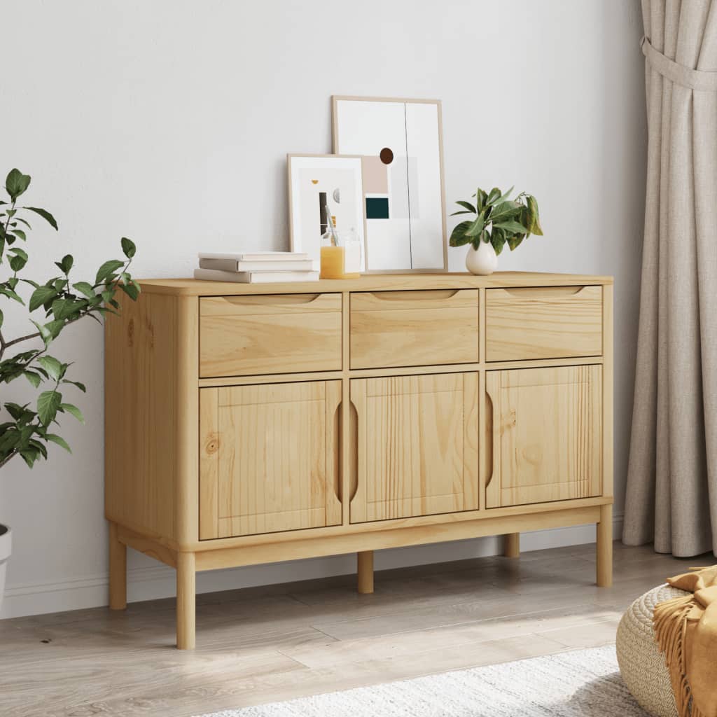 Sideboard FLORO Wax Brown 44.9"x16.9"x29.1" Solid Wood Pine