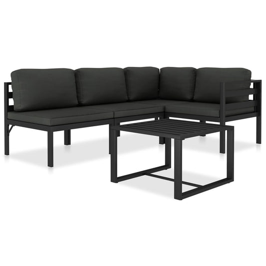 5 Piece Patio Lounge Set with Cushions Aluminum Anthracite