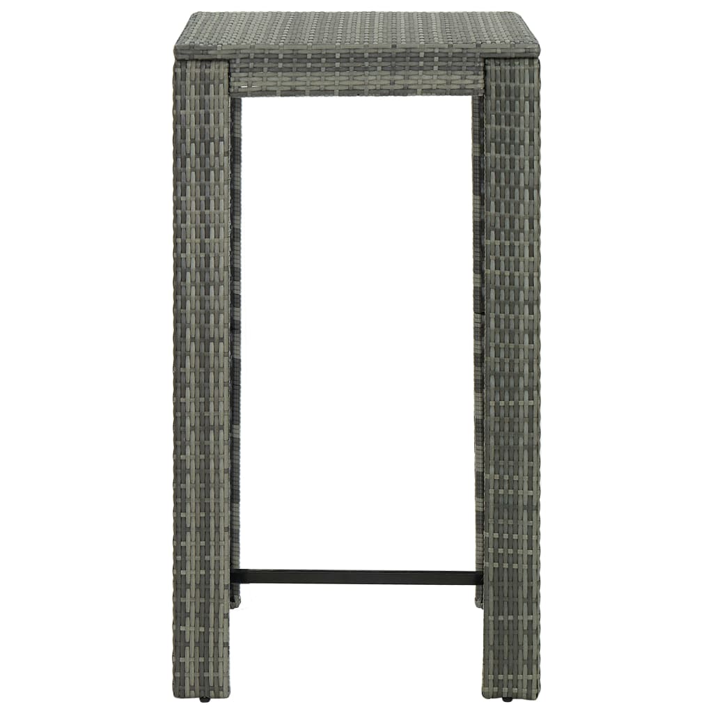 3 Piece Patio Bar Set with Cushions Poly Rattan Gray