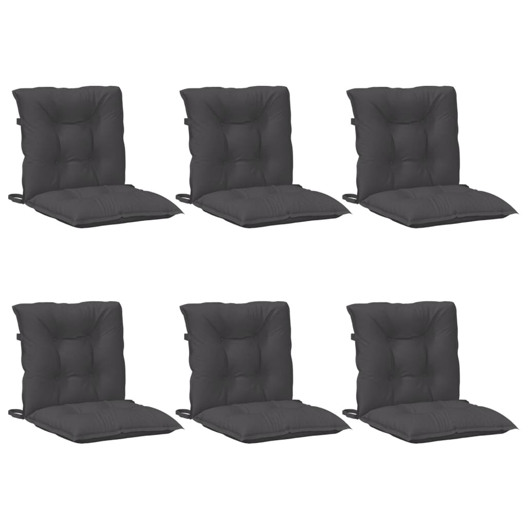 Lowback Chair Cushions 6 pcs Melange Anthracite 39.4"x19.7"x2.8" Fabric