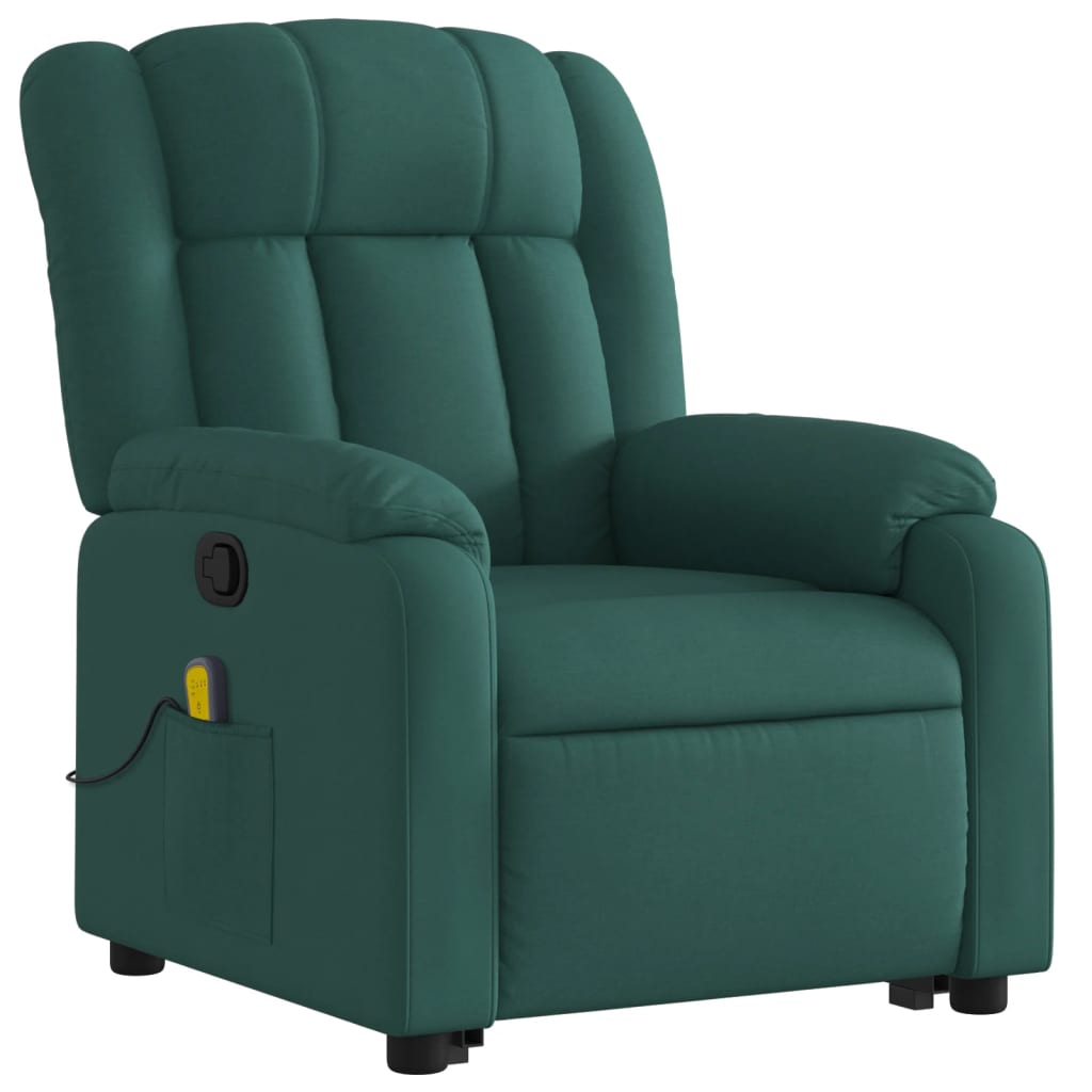 Stand up Massage Recliner Chair Dark Green Fabric