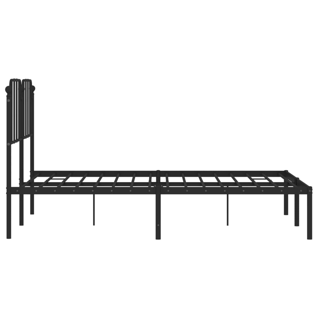 Metal Bed Frame without Mattress with Headboard Black 59.1"x78.7"