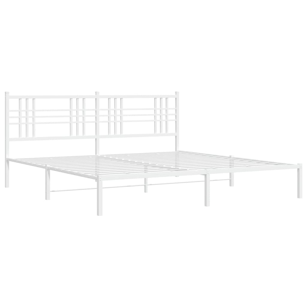 Metal Bed Frame without Mattress with Headboard White 76"x79.9"