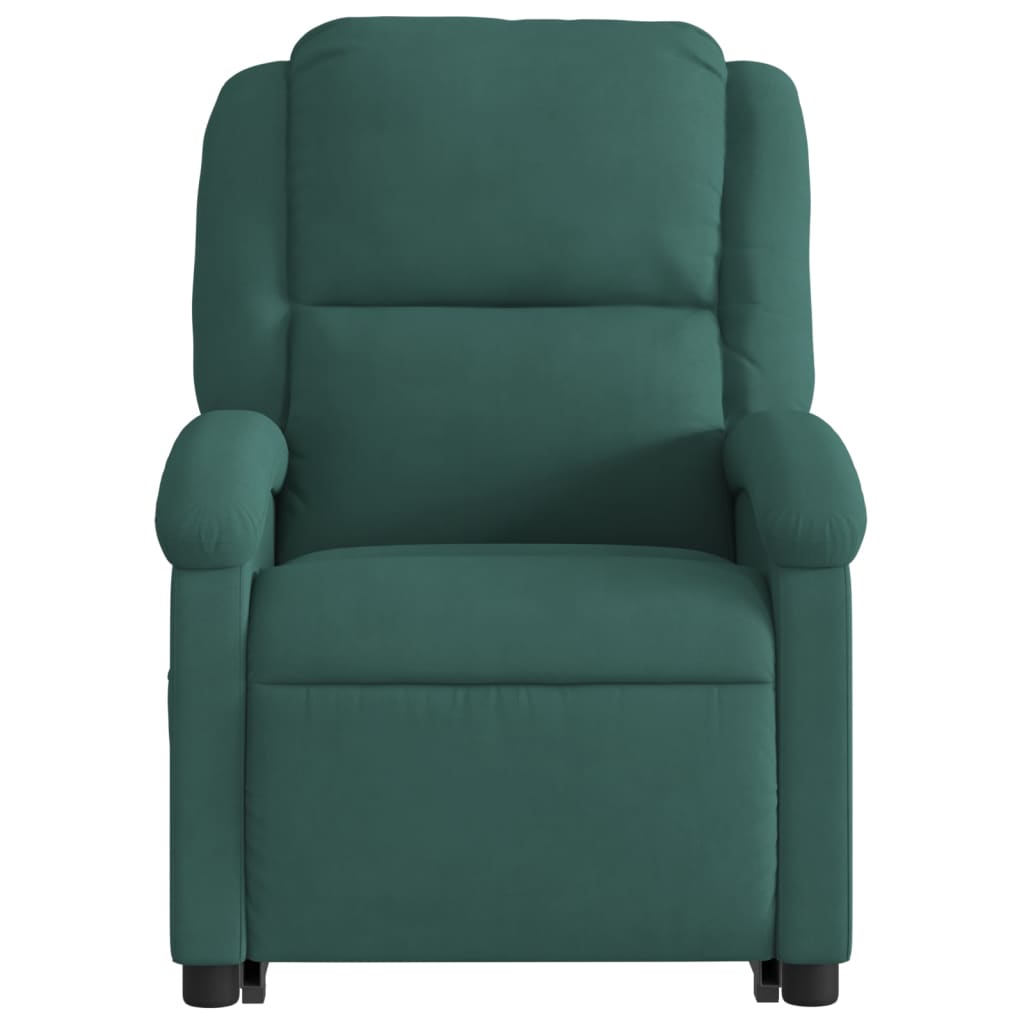 Electric Stand up Massage Recliner Chair Dark Green Velvet