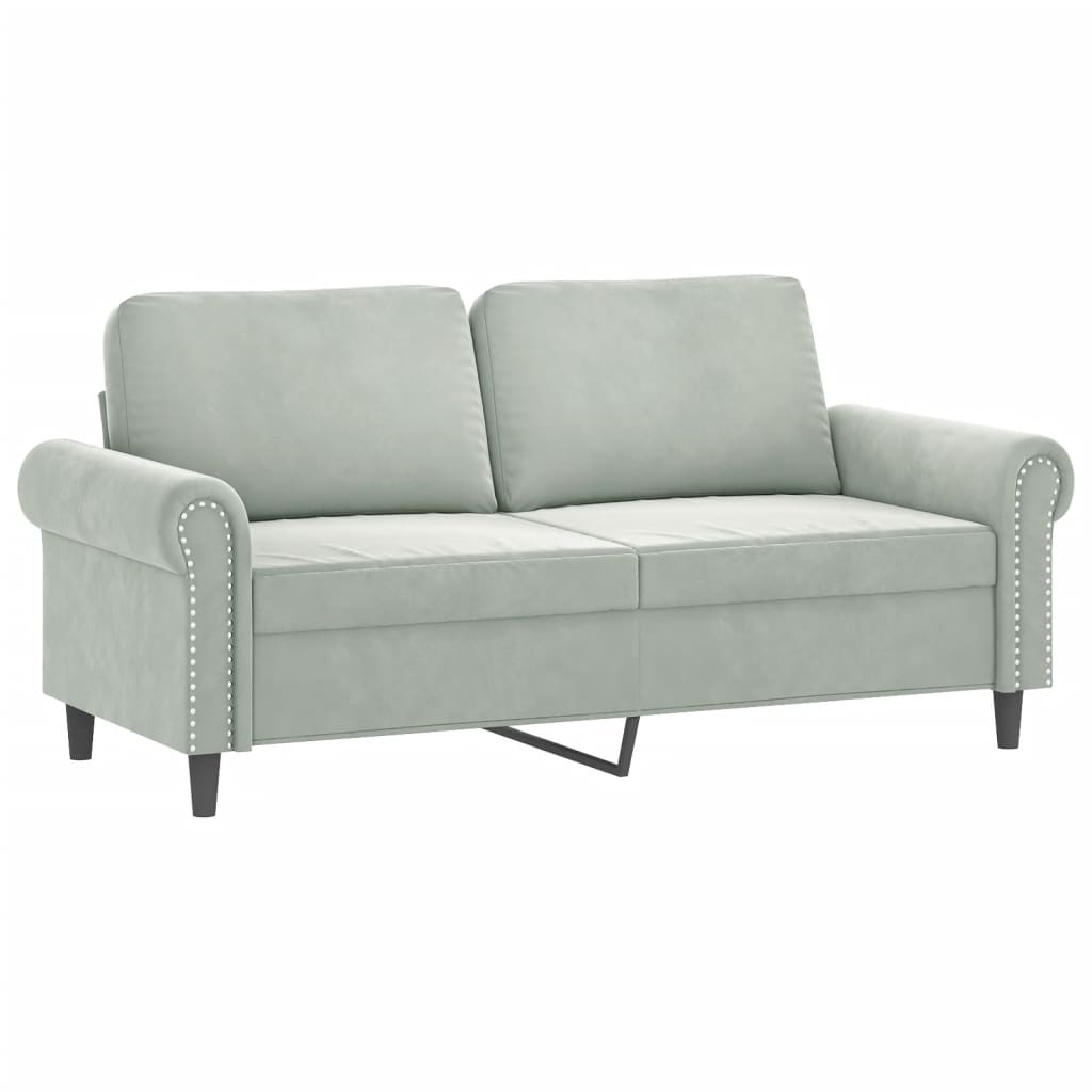 2 Piece Sofa Set with Pillows Light Gray Velvet