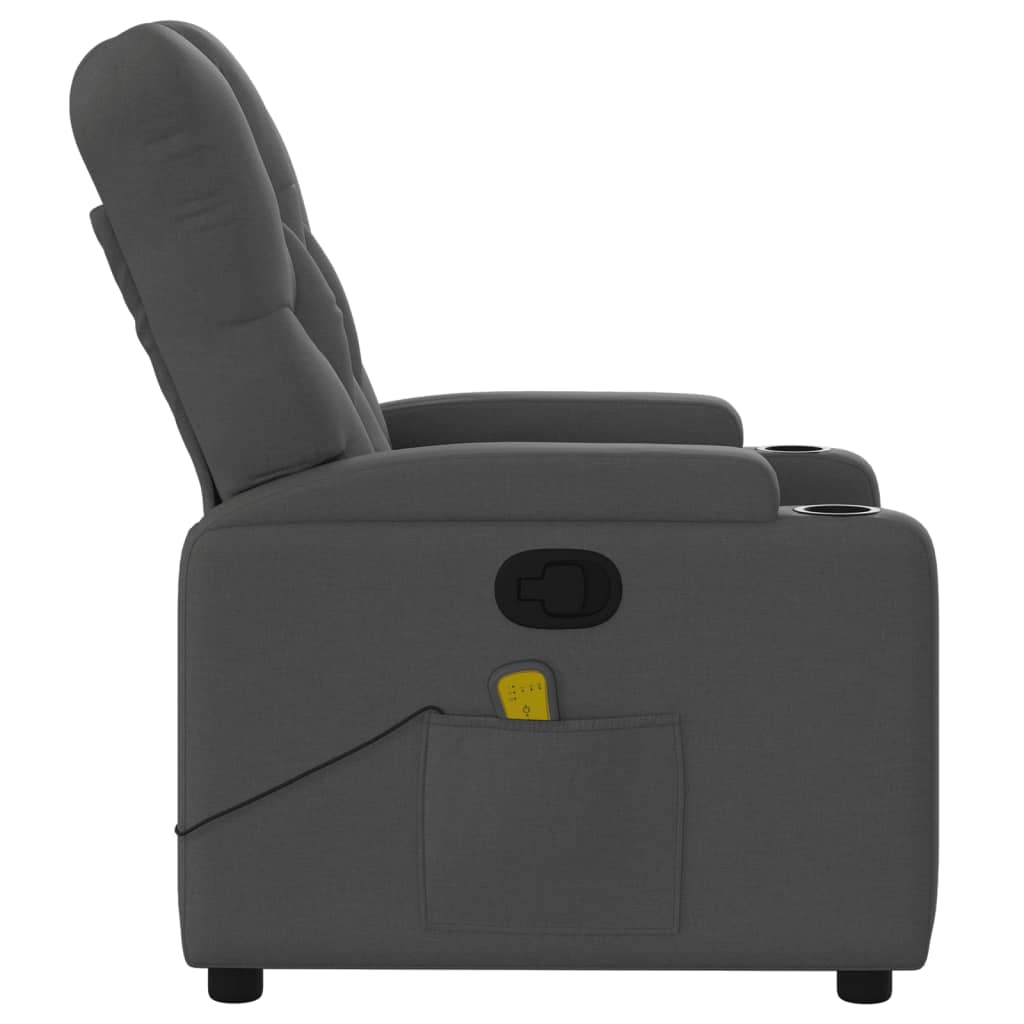 Massage Recliner Chair Dark Gray Fabric