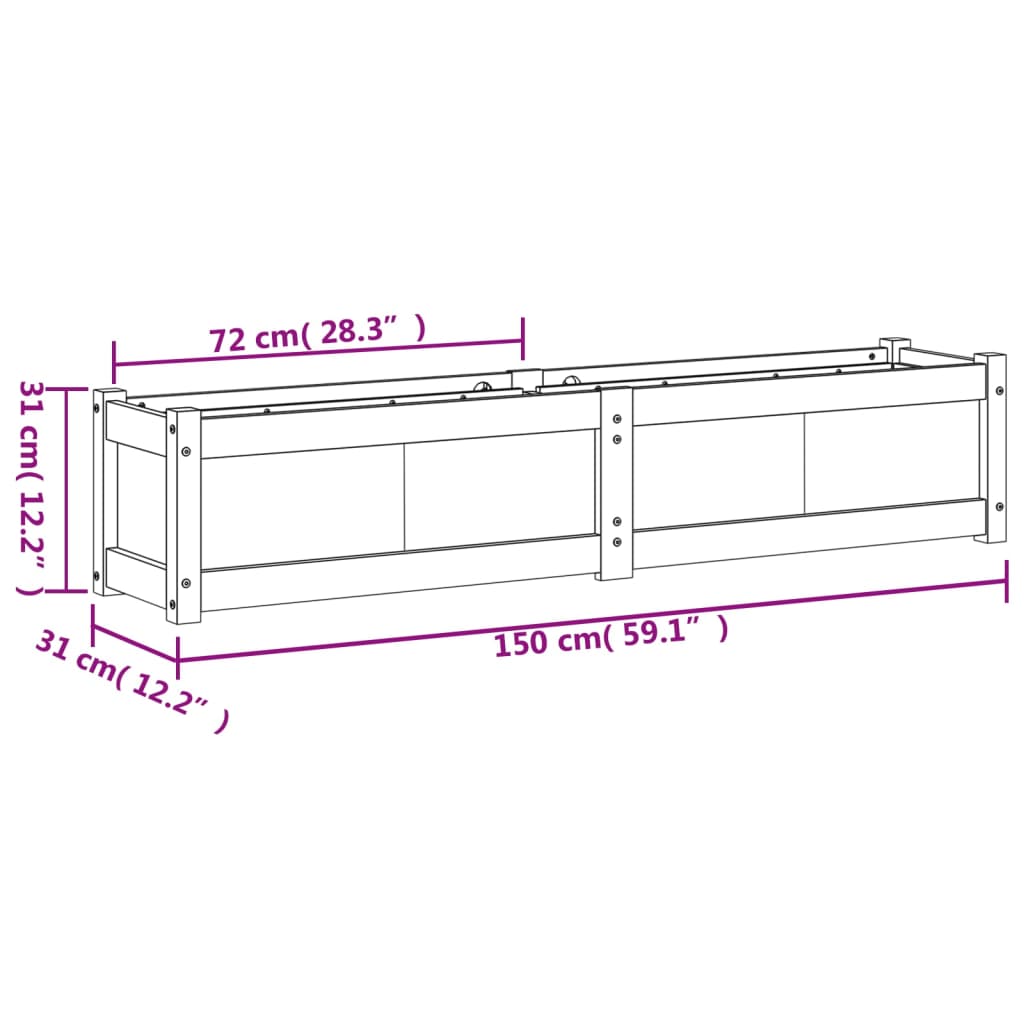 Garden Planter Wax Brown 59.1"x12.2"x12.2" Solid Wood Pine