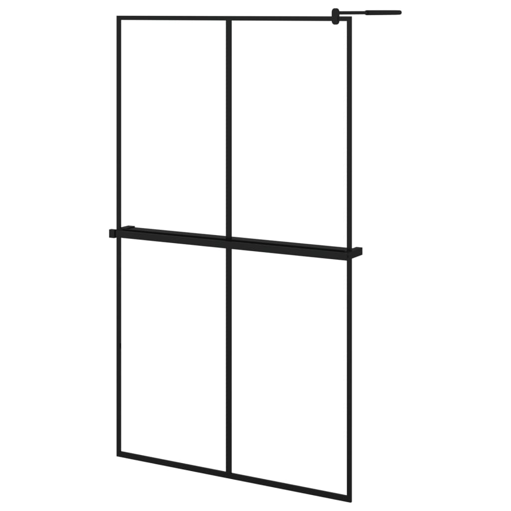 Walk-in Shower Wall with Shelf Black 46.5"x74.8" ESG Glass&Aluminum