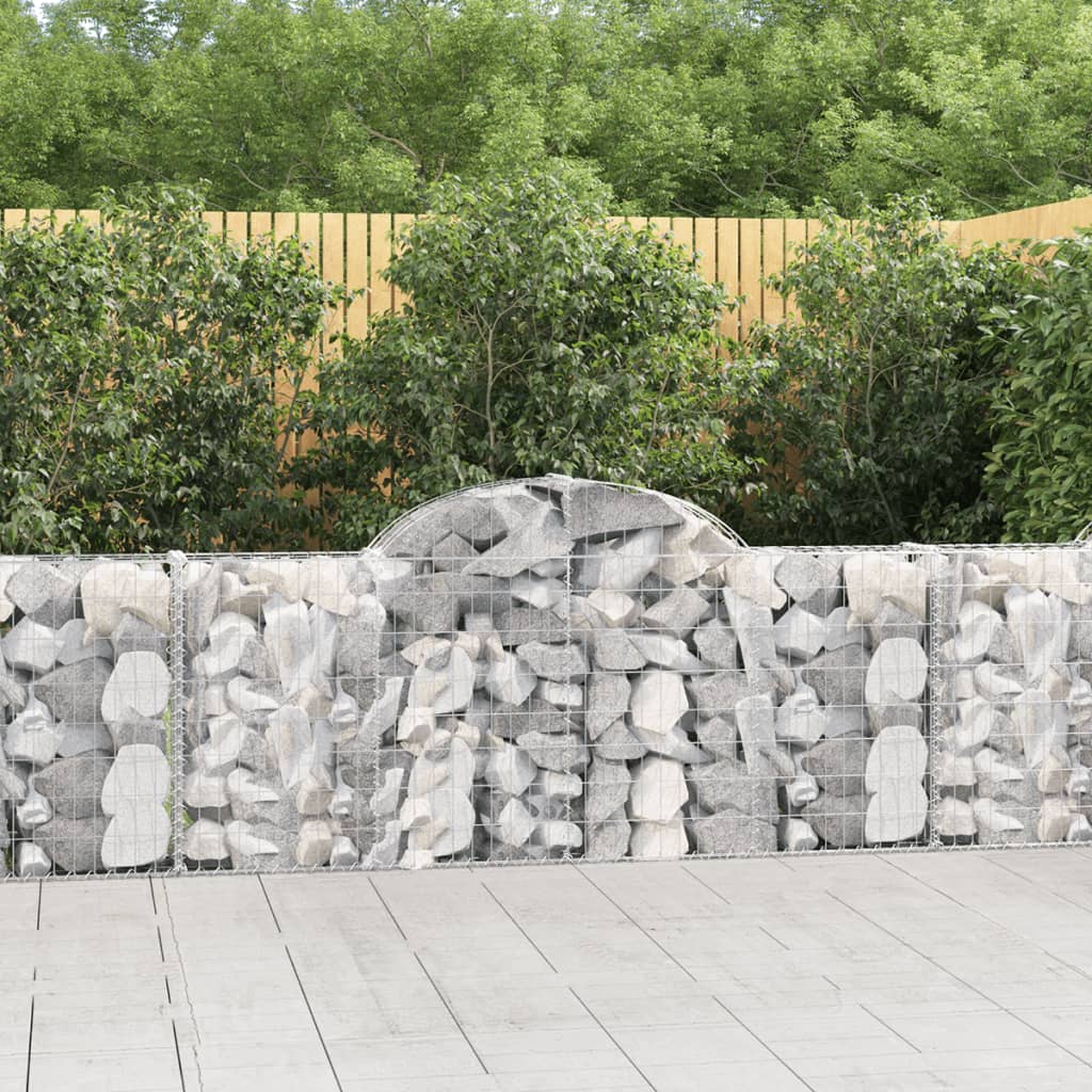 Arched Gabion Baskets 5 pcs 78.7"x11.8"x31.5"/39.4" Galvanized Iron