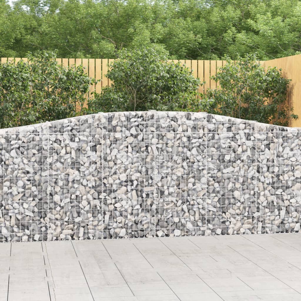 Arched Gabion Baskets 2 pcs 157.5"x11.8"x39.4"/47.2" Galvanized Iron