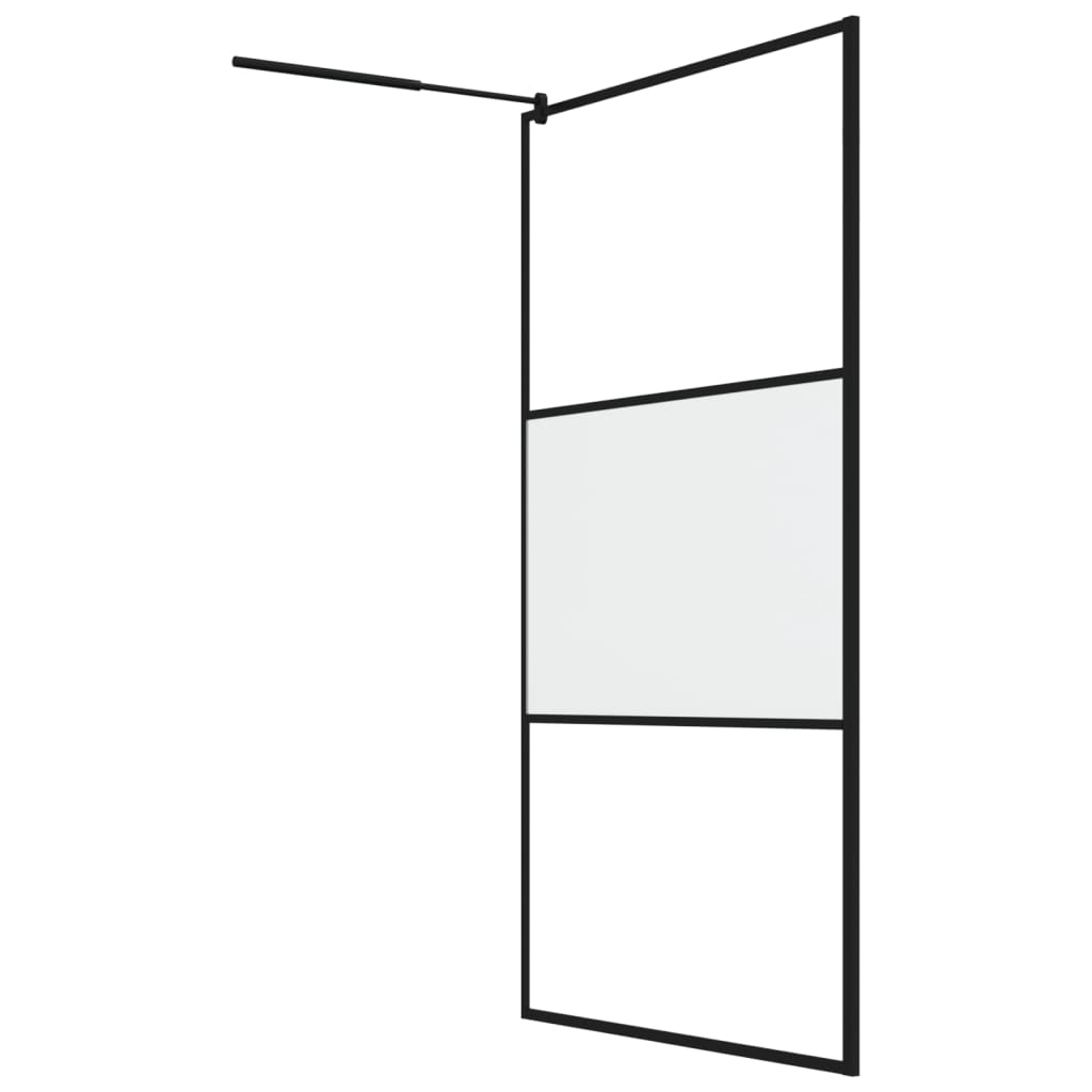 Walk-in Shower Wall with Shelf Black 45.3"x76.8" ESG Glass&Aluminum