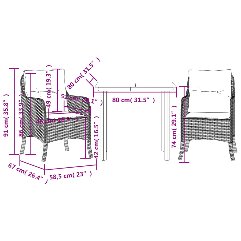 5 Piece Patio Dining Set with Cushions Brown Poly Rattan